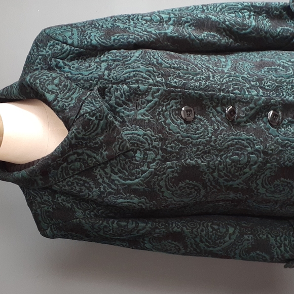 Norm Thompson green black women's coat jacket size 12 - Picture 3 of 16